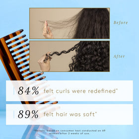 René Furterer shampoo staged in bathroom with curls, suggests styling and frizz control