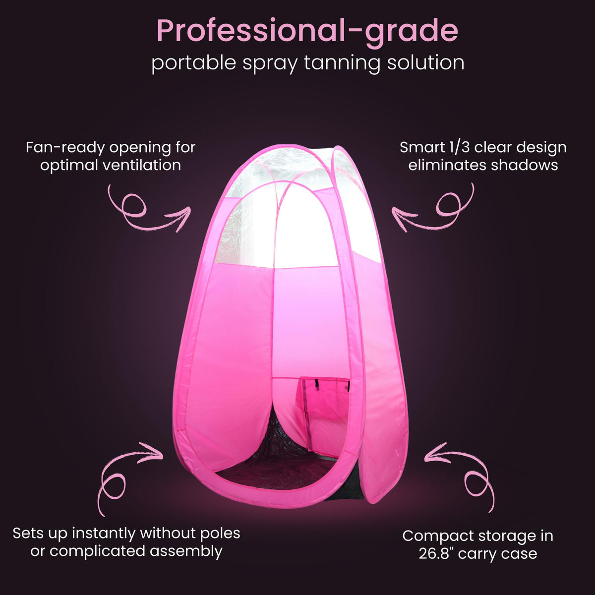 Reneebeautytan fan opening closeup allowing ventilation and reduced overspray