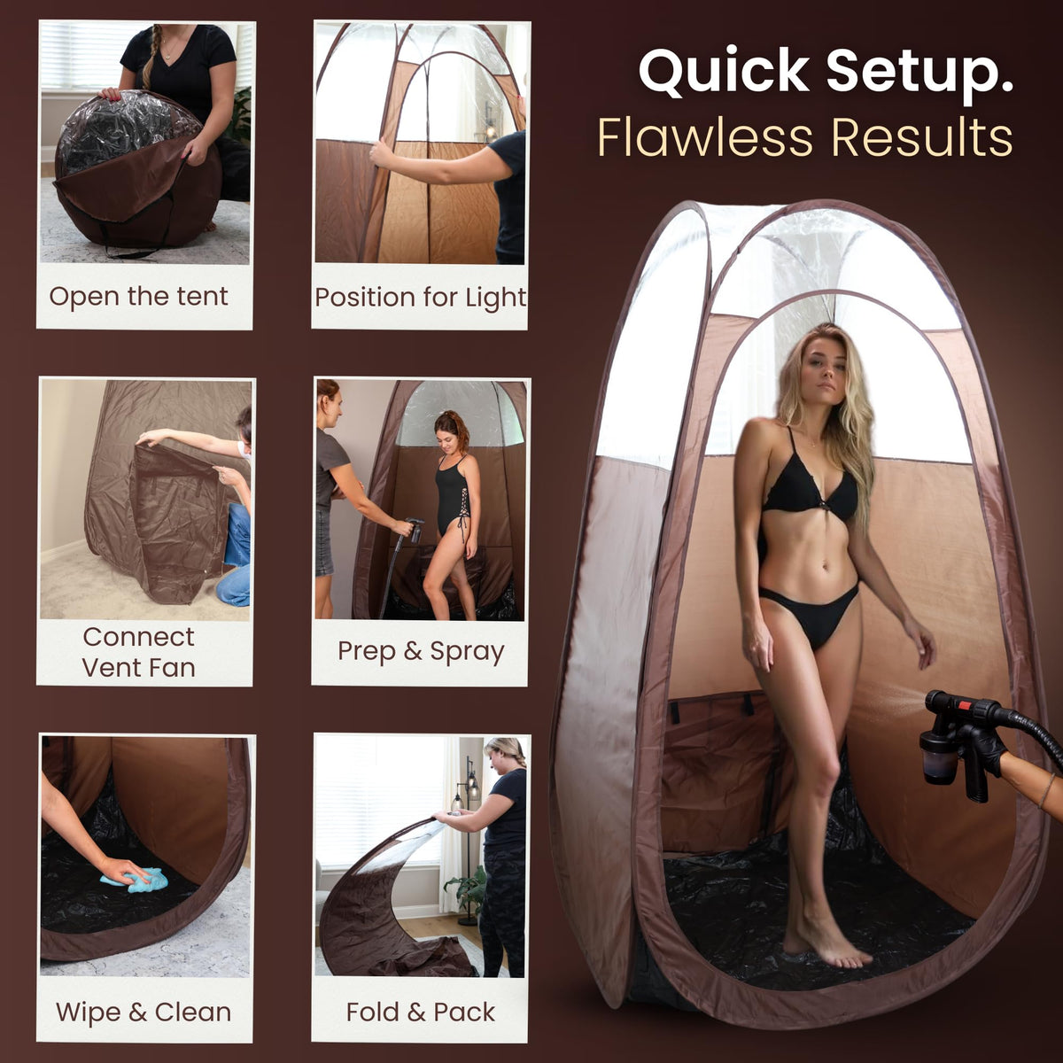 Reneebeautytan folded tent in carry case for compact transport benefit