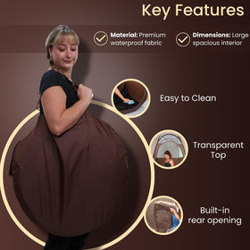 Reneebeautytan inside view with lighting for accurate spray application benefit