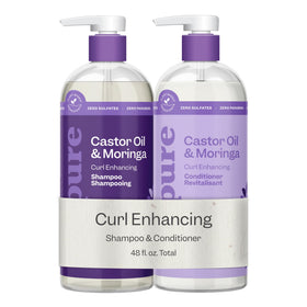 RENPURE front packaging showing bottles and benefits for defined curls