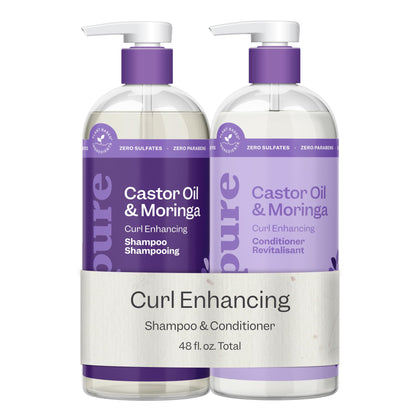 RENPURE front packaging showing bottles and benefits for defined curls