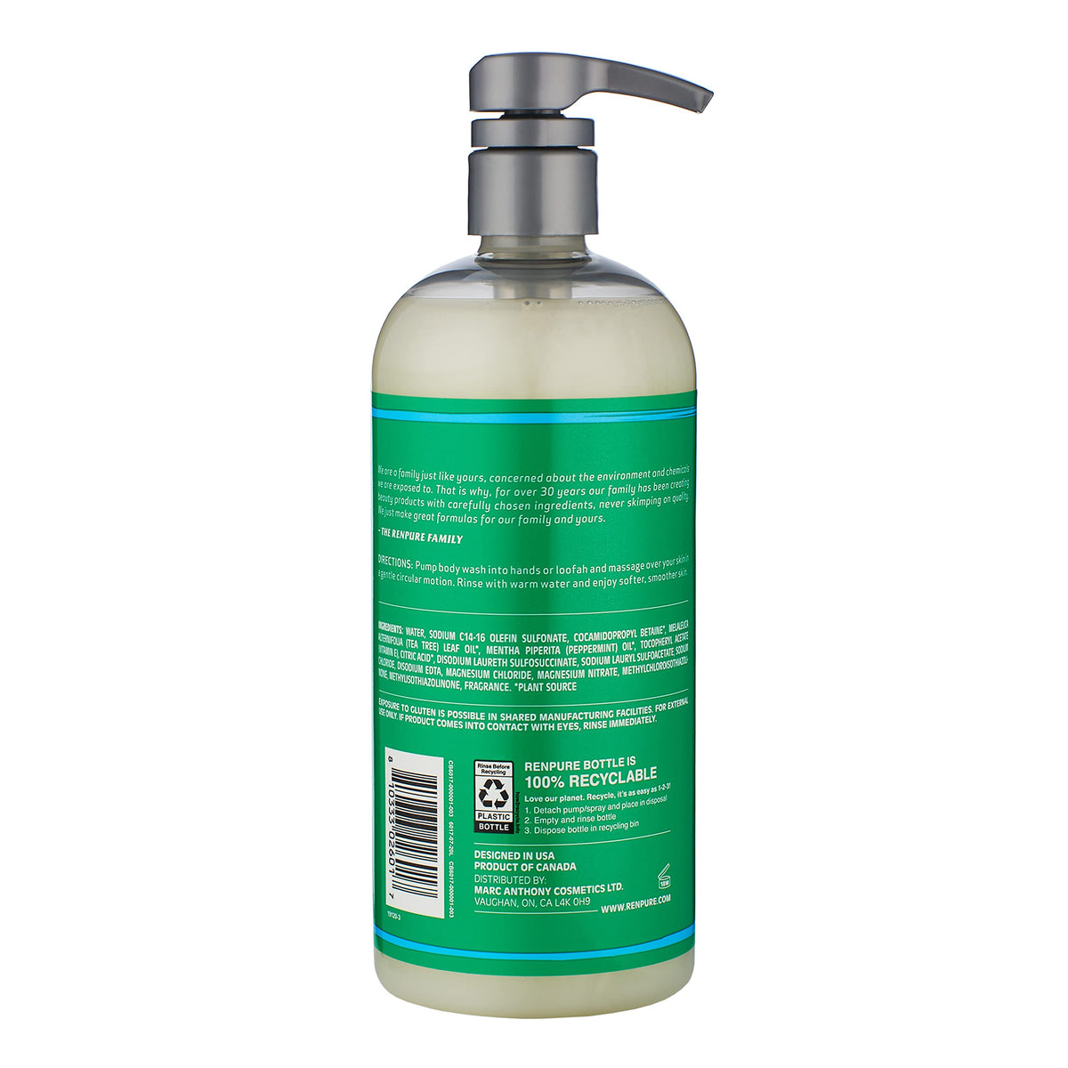 RENPURE bottle held in hand showing size and travel-friendly convenience
