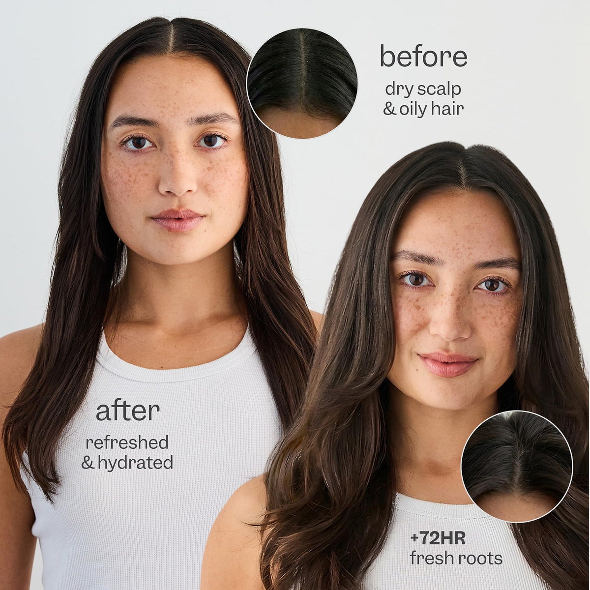 Renpure conditioner being applied to hair, smooths and detangles strands
