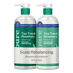 Renpure front packaging showing shampoo and conditioner, promotes balanced hair