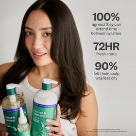 Renpure ingredient list close-up with tea tree and rosemary, highlights plant-based benefits