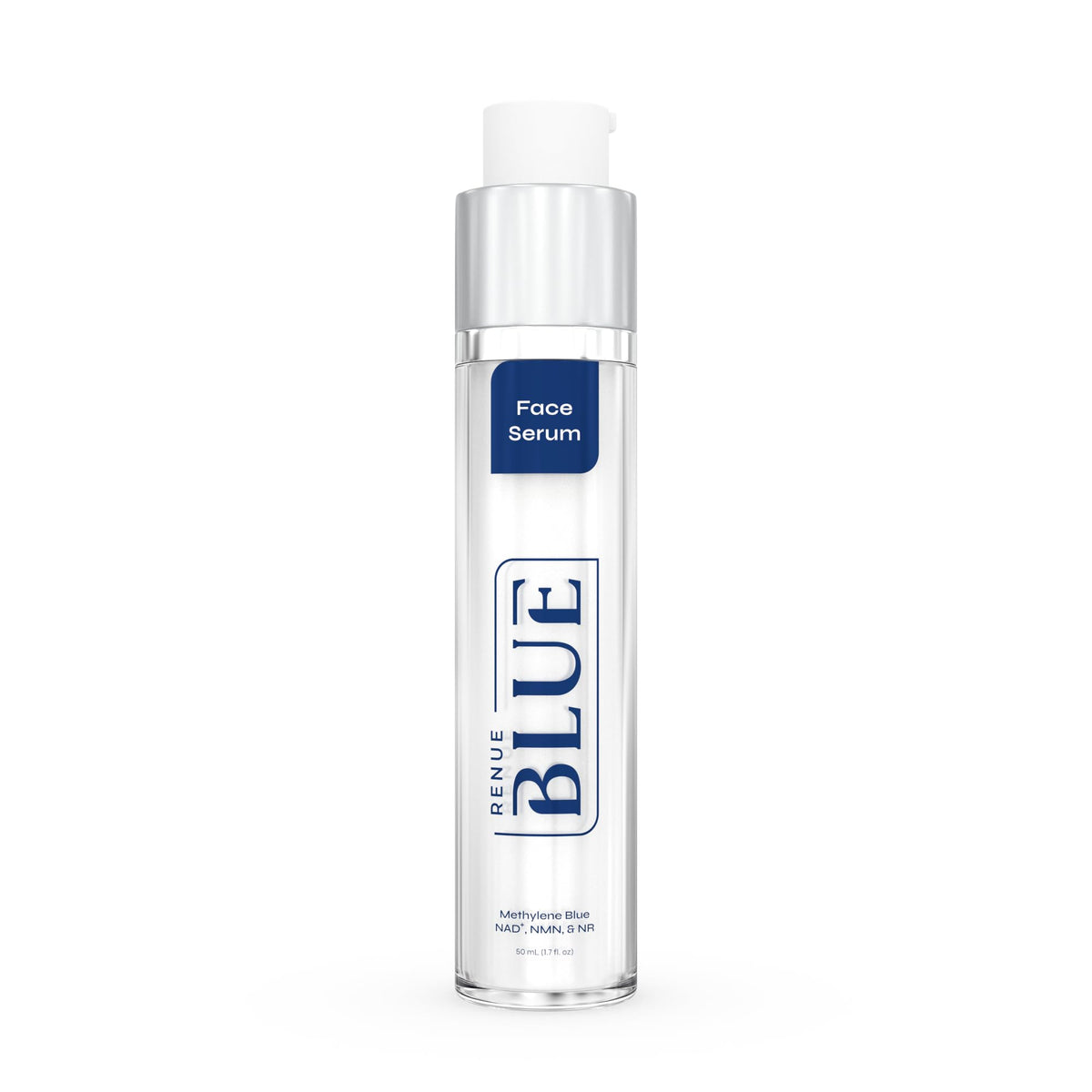 Renue By Science front packaging showing blue serum for visible skin renewal