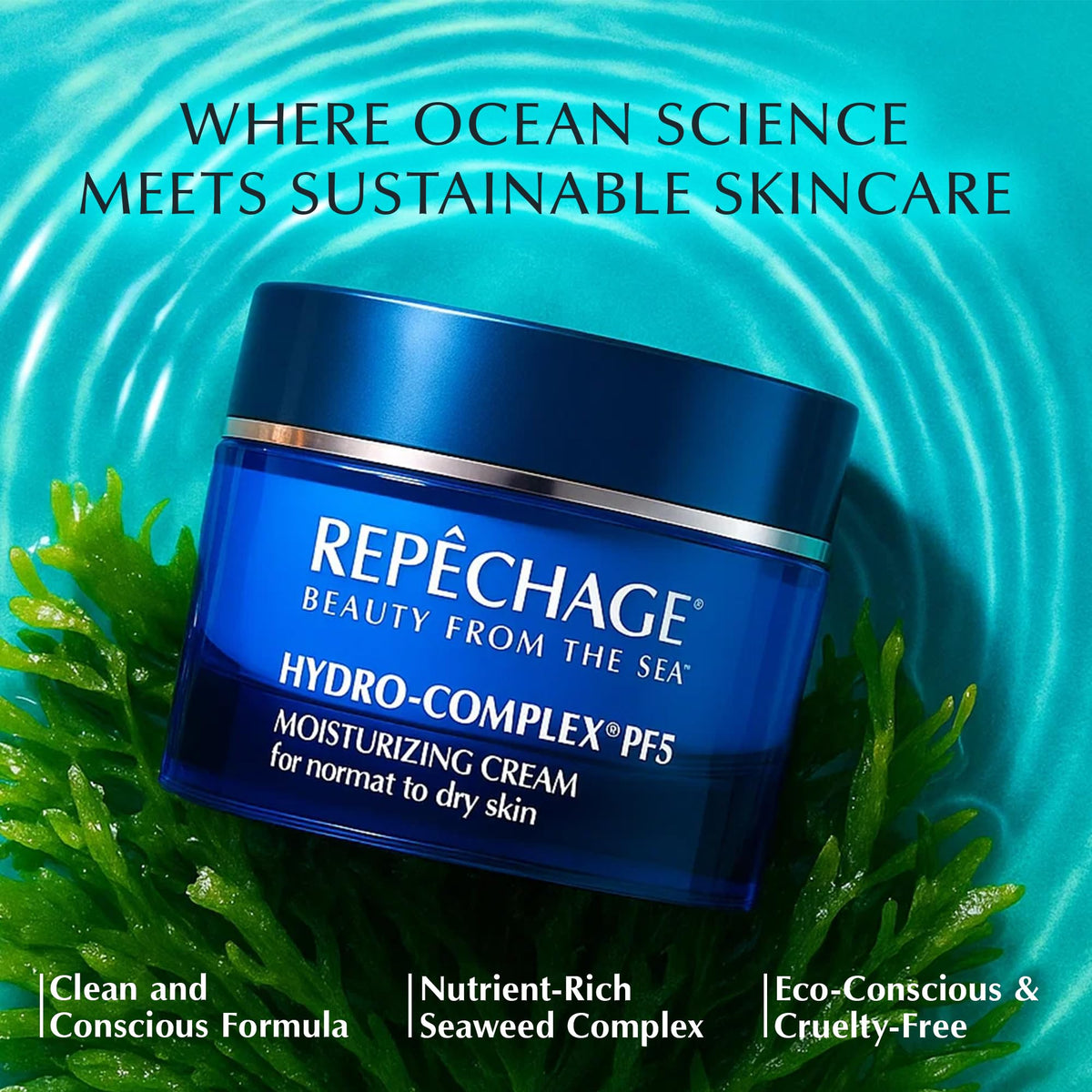 Repechage cream on fingers being applied to skin for smooth, non-greasy finish
