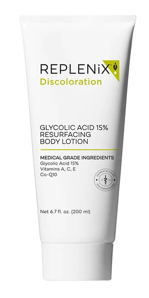 Replenix front packaging showing glycolic 15% bottle and product benefit