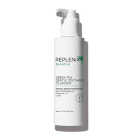 Replenix front packaging of cleanser showing bottle and label, protects product