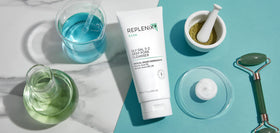 Replenix ingredient label close-up highlighting acids and clean formulation benefits