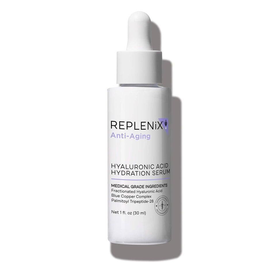 Replenix front packaging showing bottle and label, highlights professional grade skincare