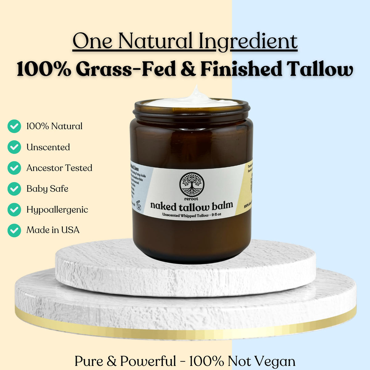 Reroot Organics close-up of balm texture highlighting creamy consistency and absorption