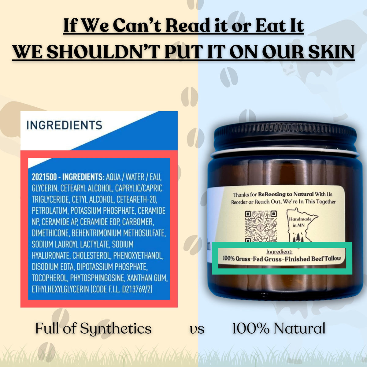 Reroot Organics jar on bathroom shelf conveying natural skincare routine