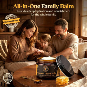 Reroot Organics balm on lips and hands showing targeted hydration