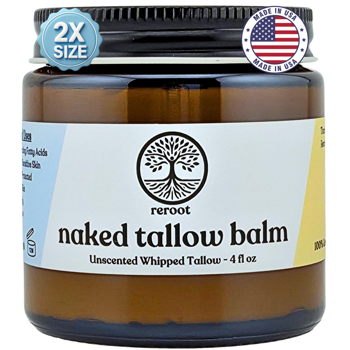 Reroot Organics front jar showing clean label and unscented balm benefits