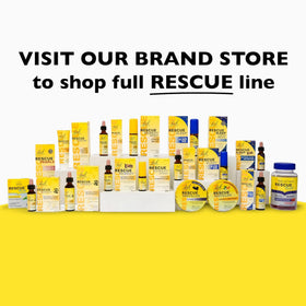 RESCUE cream on bathroom shelf in lifestyle scene offering calming daily routine benefit