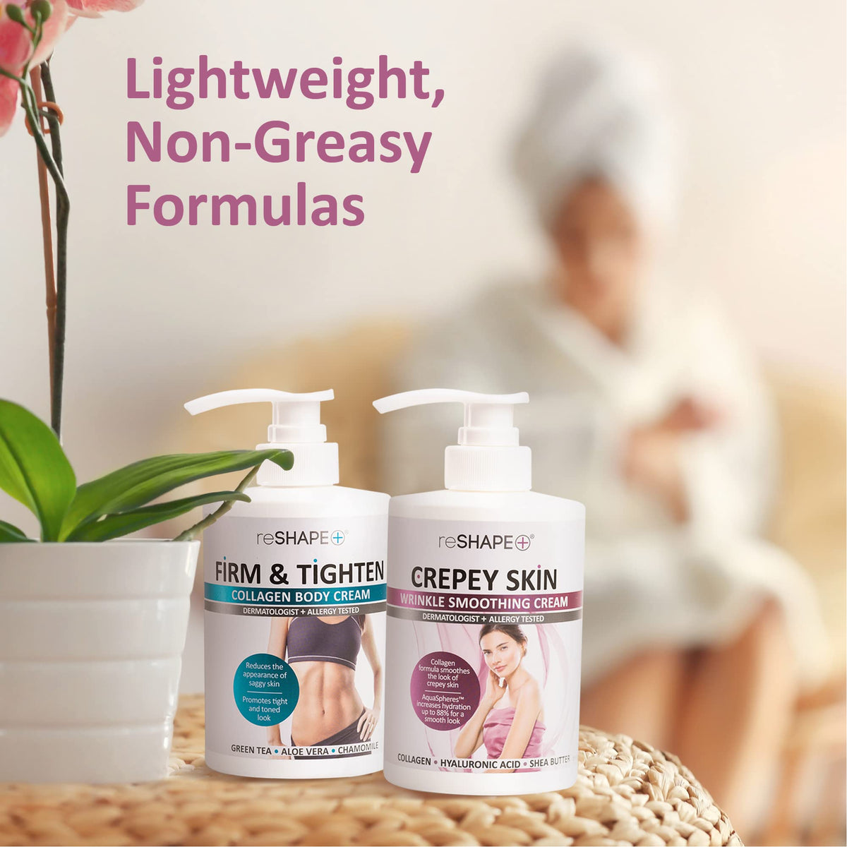 Reshape+ ingredient label close-up highlighting active botanicals