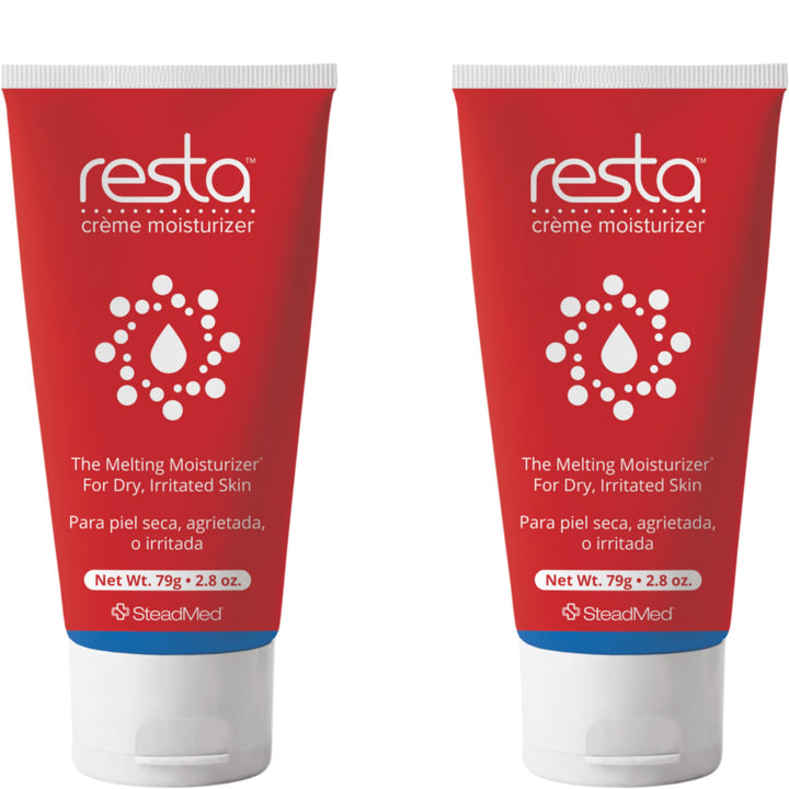 Resta front packaging 2.8 oz jars showing label and pack benefits