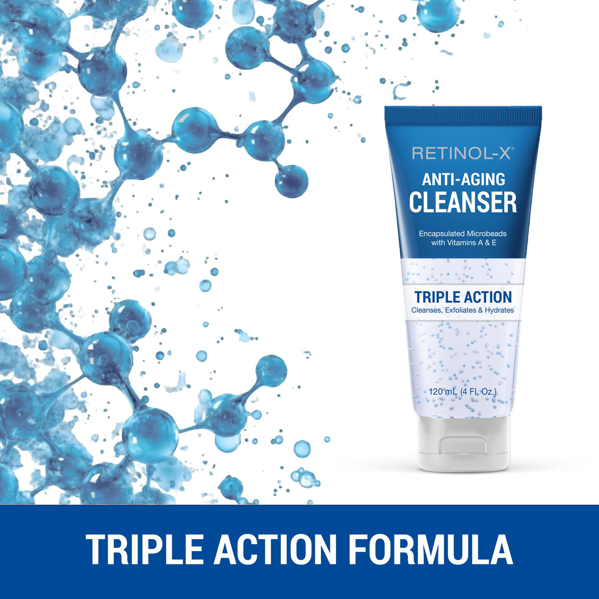 RETINOL-X gel texture close-up revealing smooth cleansing action benefit