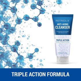RETINOL-X gel texture close-up revealing smooth cleansing action benefit