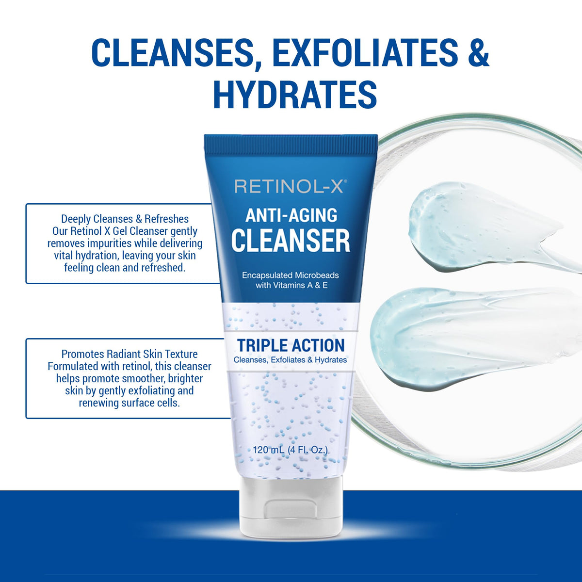 RETINOL-X vitamin E micro-beads close detail delivering hydration benefit