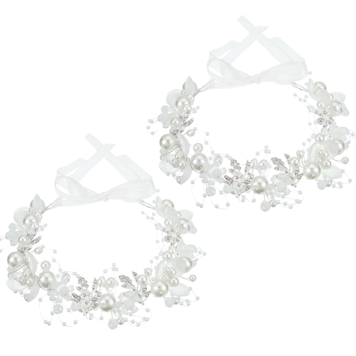 Retrowavy front view silver headband showcasing elegant bridal accessory benefit