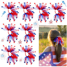Retrowavy front packaging showing eight red white blue scrunchies and festive look