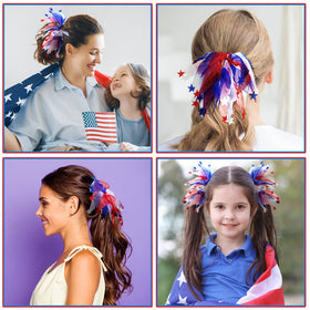 Retrowavy lifestyle outdoor party scene showing patriotic hair accessories in use