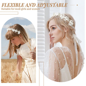 Retrowavy headband in a wedding setting conveying polished ceremony-ready accessory