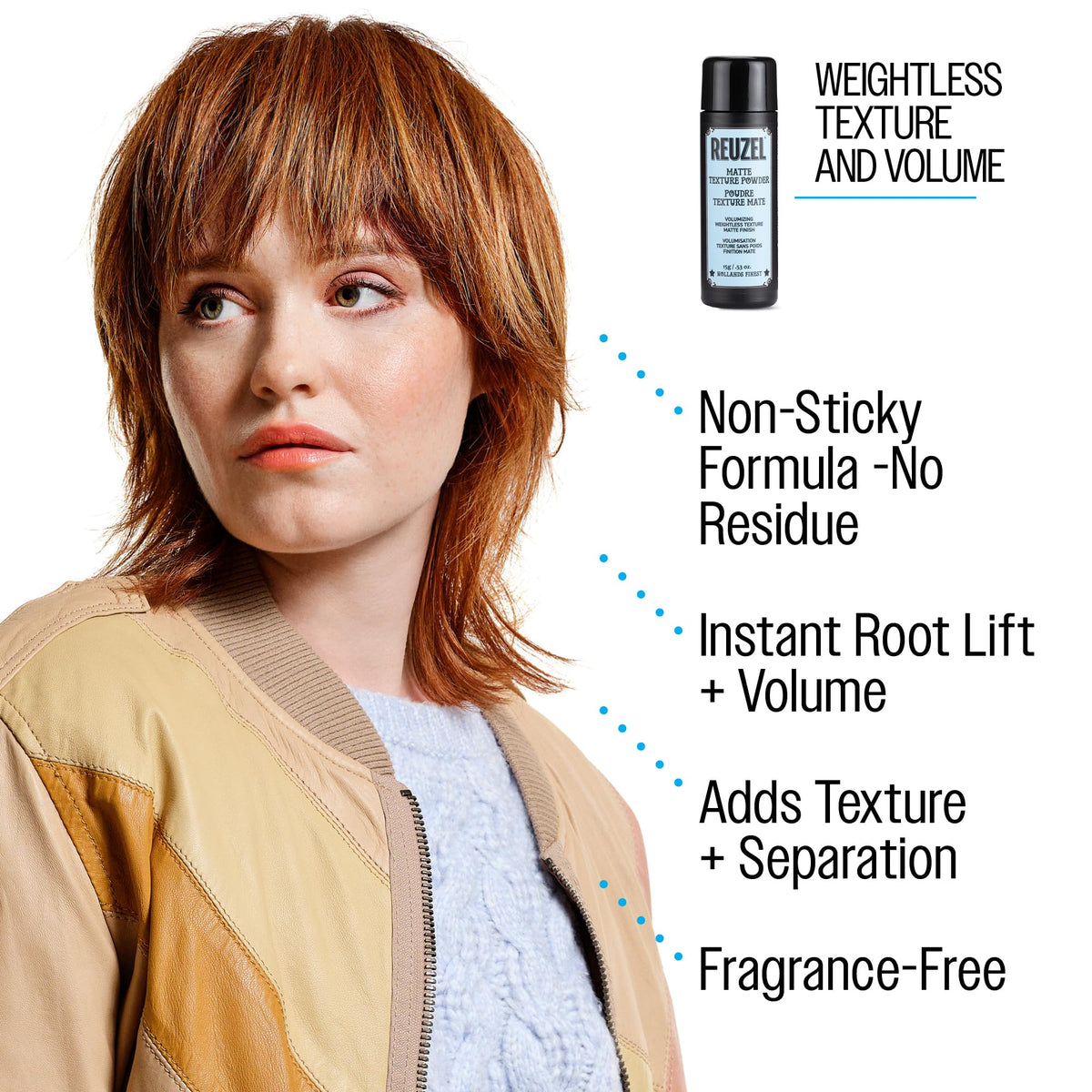 REUZEL before and after hair comparison highlighting fuller-looking root volume