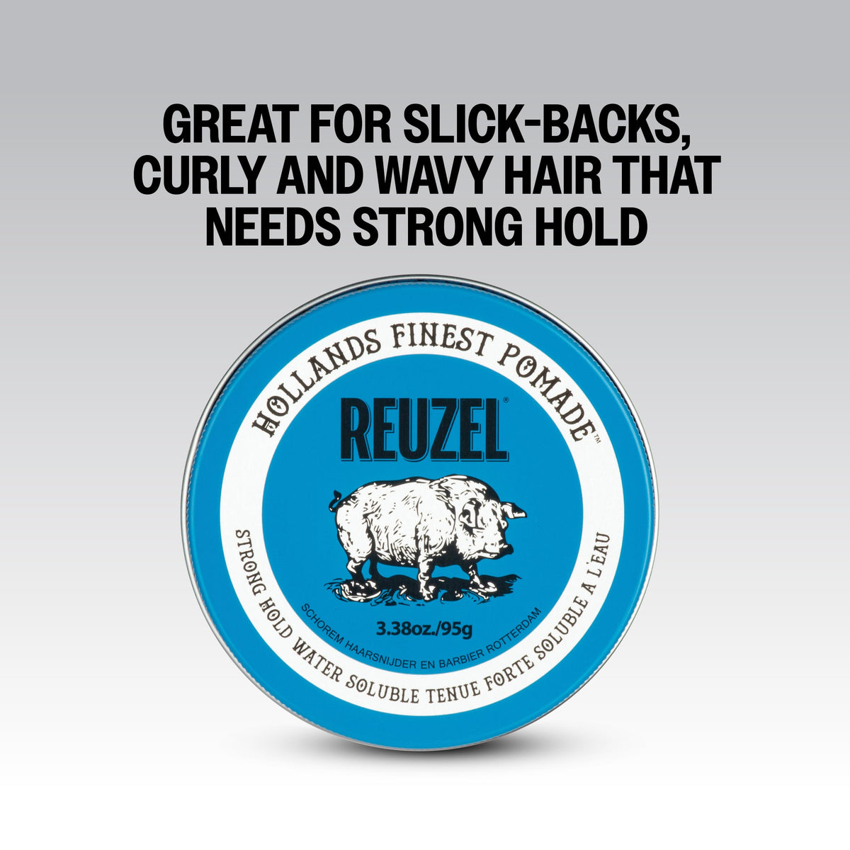 REUZEL finished hairstyle showing high shine and strong hold for polished looks