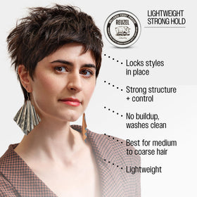 REUZEL before and after hair results showing defined matte styling