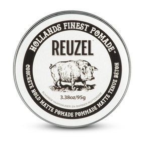REUZEL front packaging showing strong matte pomade and clear branding