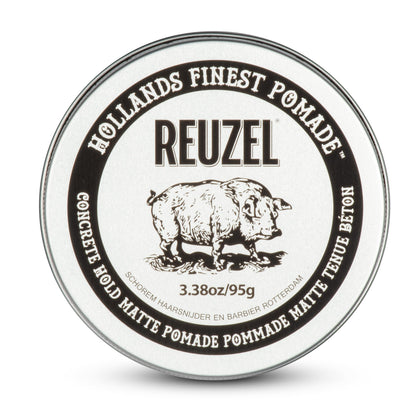 REUZEL front packaging showing strong matte pomade and clear branding