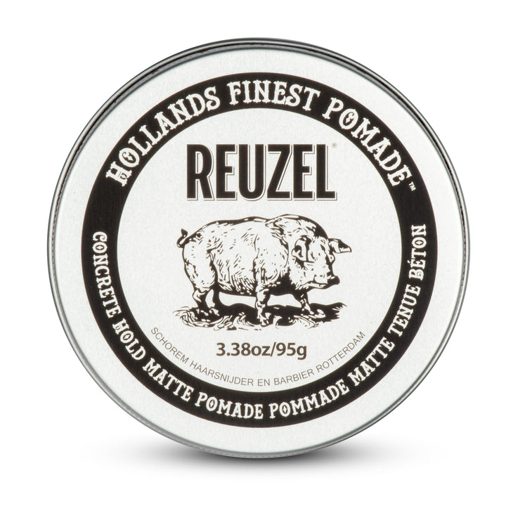 REUZEL front packaging showing strong matte pomade and clear branding
