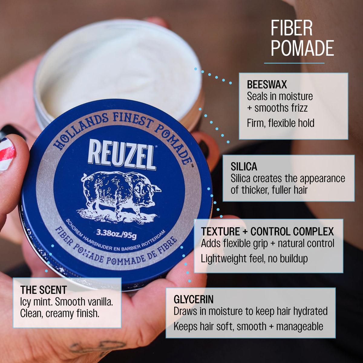 REUZEL rinse demonstration showing product washing out cleanly with water