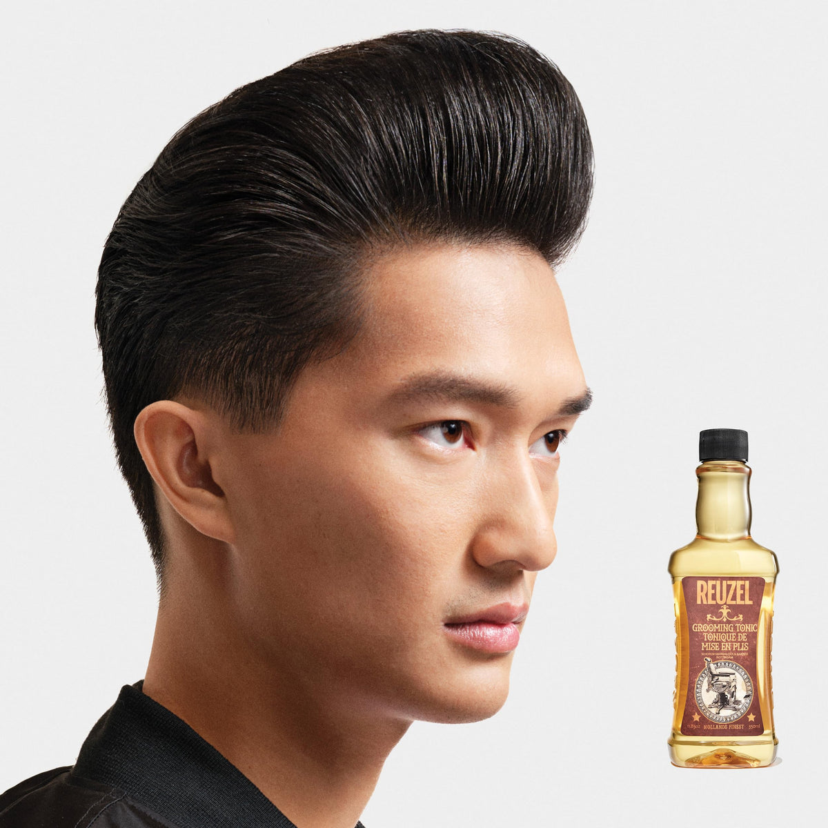 REUZEL used with blow-dryer showing improved volume and quicker styling