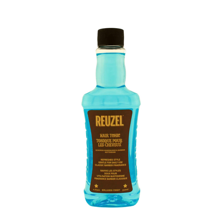 REUZEL front bottle view showing sleek packaging and easy dispensing benefit