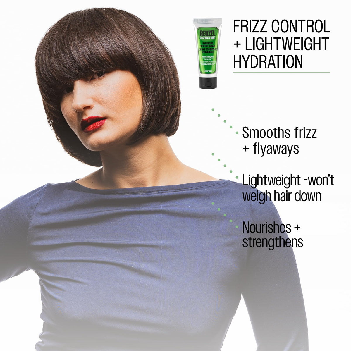 REUZEL before and after hair comparison, visible frizz reduction