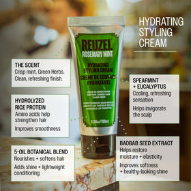 REUZEL ingredients label close-up, highlights nourishing formula