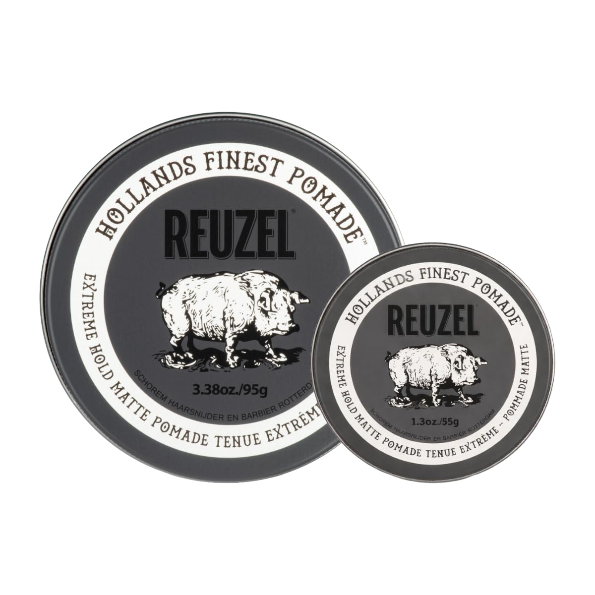 REUZEL jar front packaging showing product and matte claim for strong hold