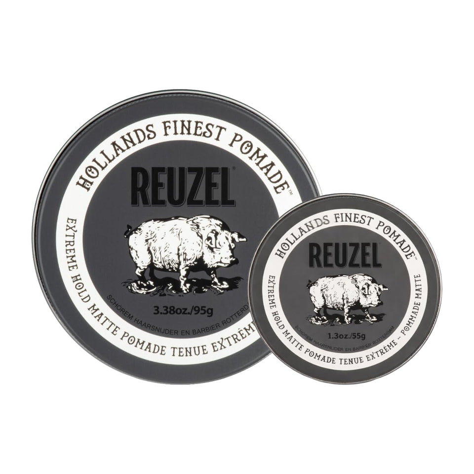 REUZEL jar front packaging showing product and matte claim for strong hold