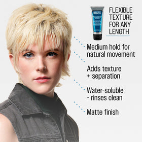 REUZEL before and after short hair showing added texture and volume