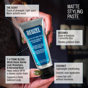 REUZEL label close-up detailing size and scent for informed purchase