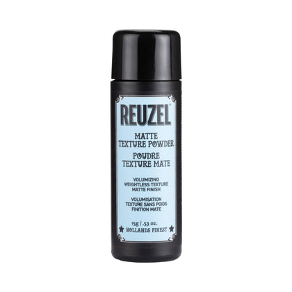 REUZEL front packaging showing compact powder jar and branding, easy storage benefit