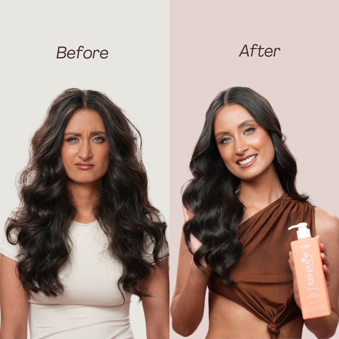 Rev320 being applied to wet hair by hands for easier detangling and slip