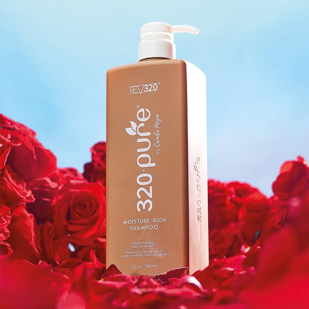 Rev320 before and after hair showing improved shine and reduced frizz