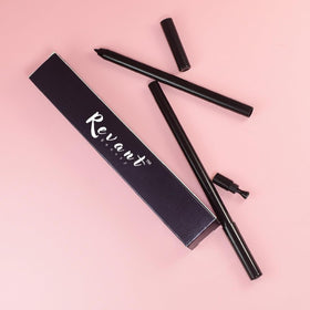 Revant Beauty creamy black stroke on pale surface showing rich pigment and smooth glide benefit