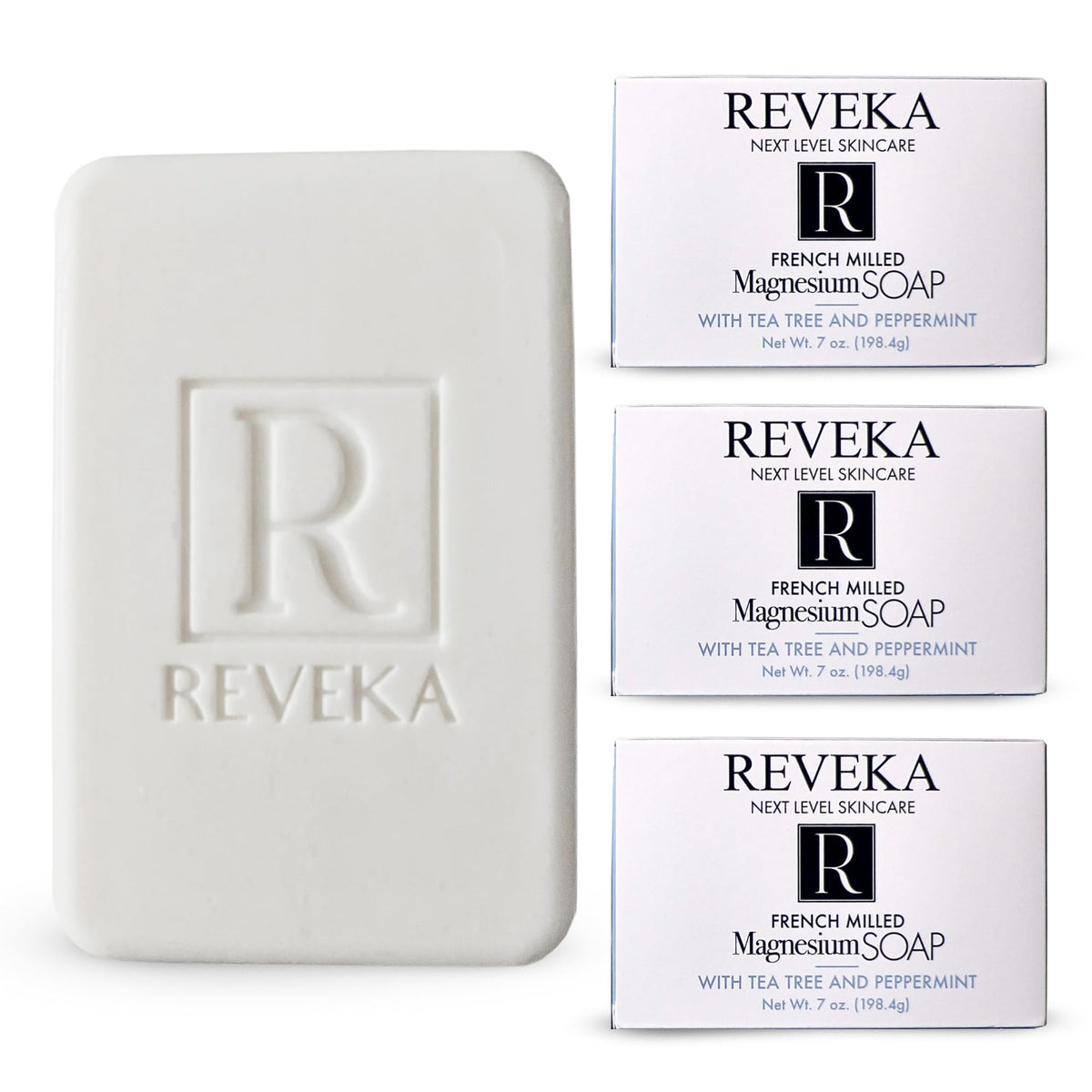 Reveka front packaging peppermint soap showing clean branding and pack benefit